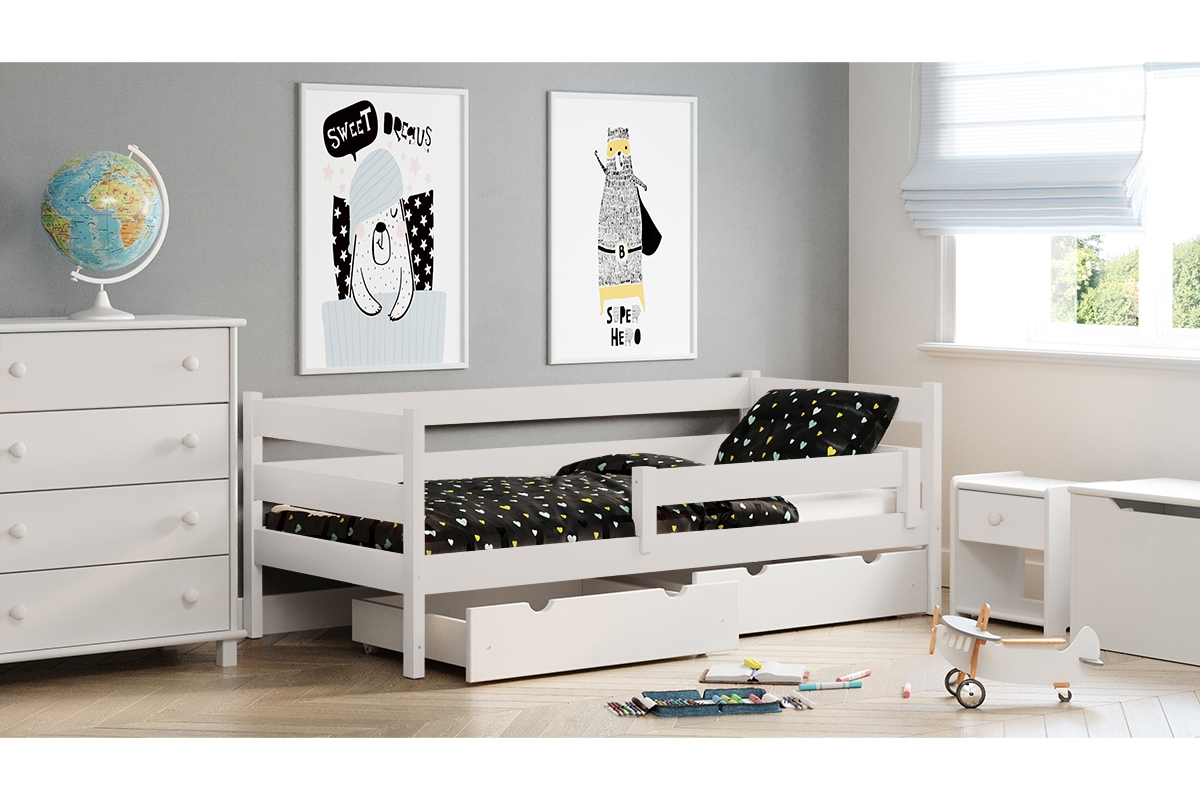 Łóżko dziecięce drewniane Ola II białe łóżko drewniane