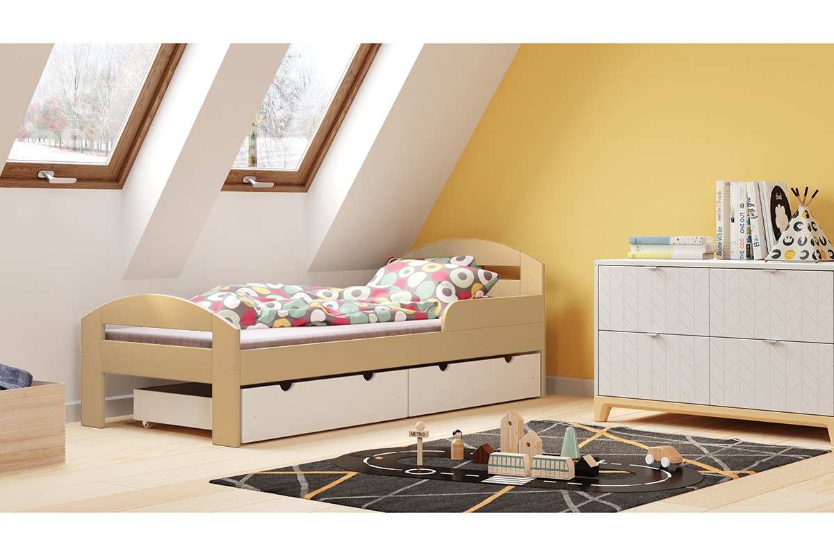 Łóżko dziecięce drewniane Wiki sosnowe łóżko z szufladami 