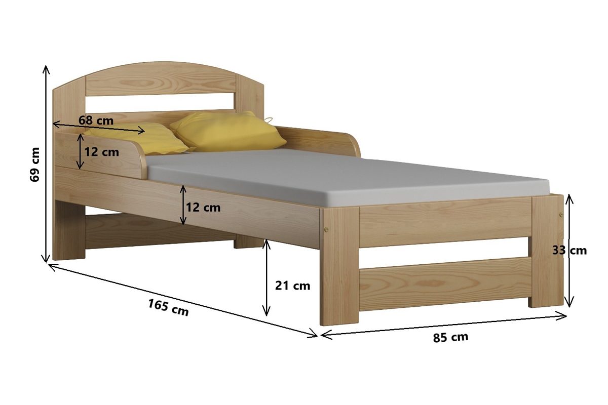 Łóżko dziecięce drewniane Wiki II Łóżko dziecięce drewniane Wiki II - wymiary