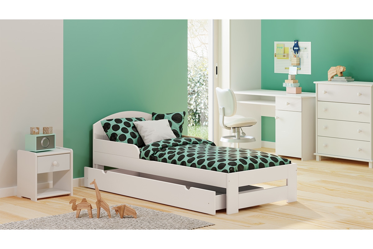 Łóżko dziecięce drewniane Wiki II białe łóżeczko dzicięce