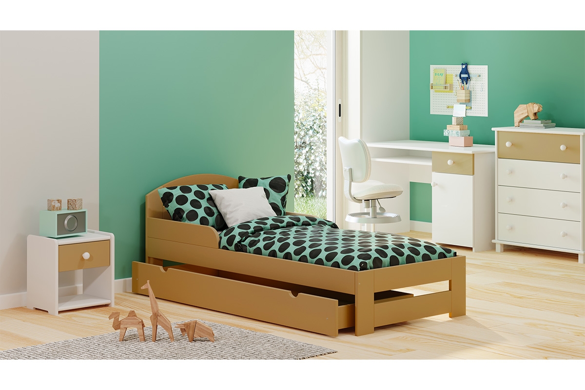 Łóżko dziecięce drewniane Wiki II łóżko w kolorze olchy