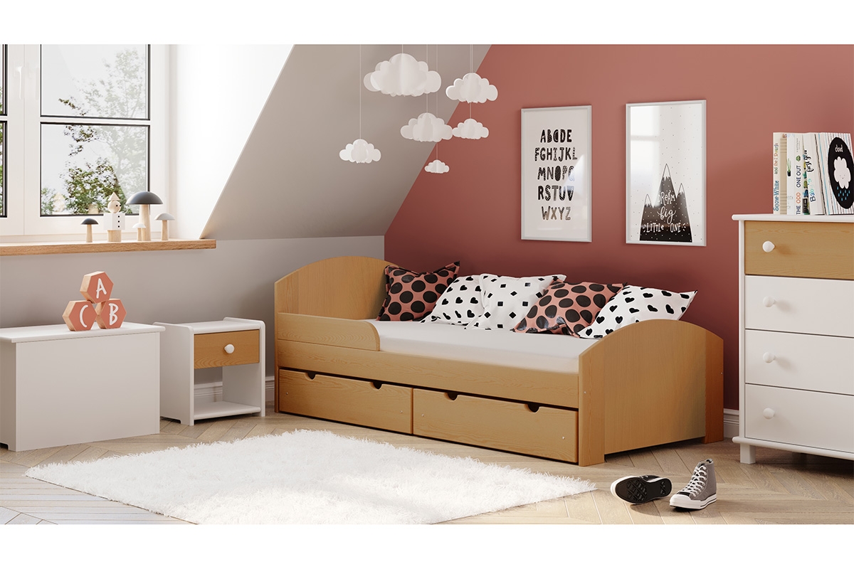 Łóżko dziecięce drewniane Fibi łóżko w kolorze olchy 