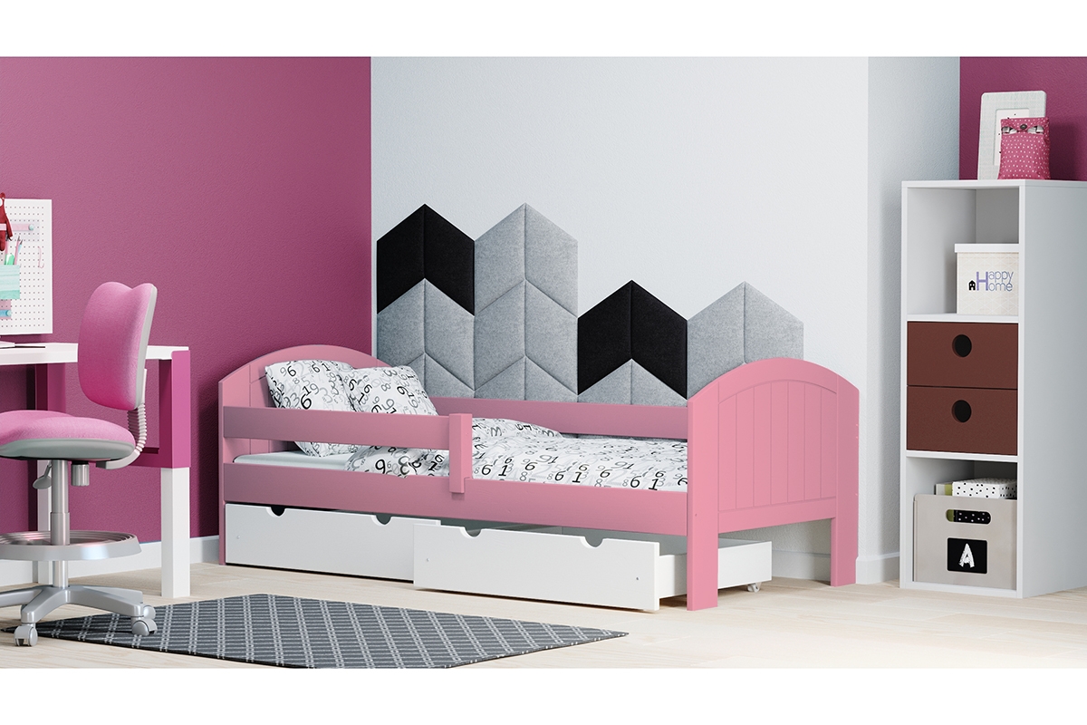 Łóżko dziecięce drewniane Holi różowe łóżeczko