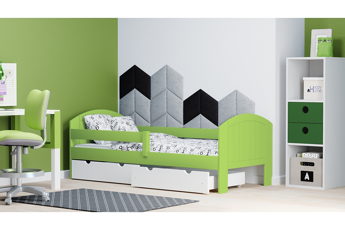 Łóżko dziecięce drewniane Holi zielone łóżko dla chłopca