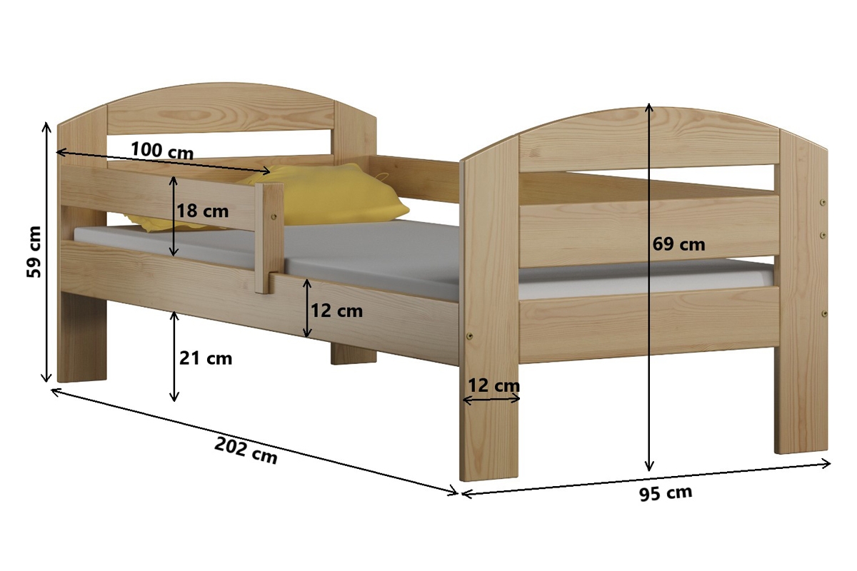 Łóżko dziecięce drewniane Wiola Łóżko dziecięce drewniane Wiola - Wymiar 200x90