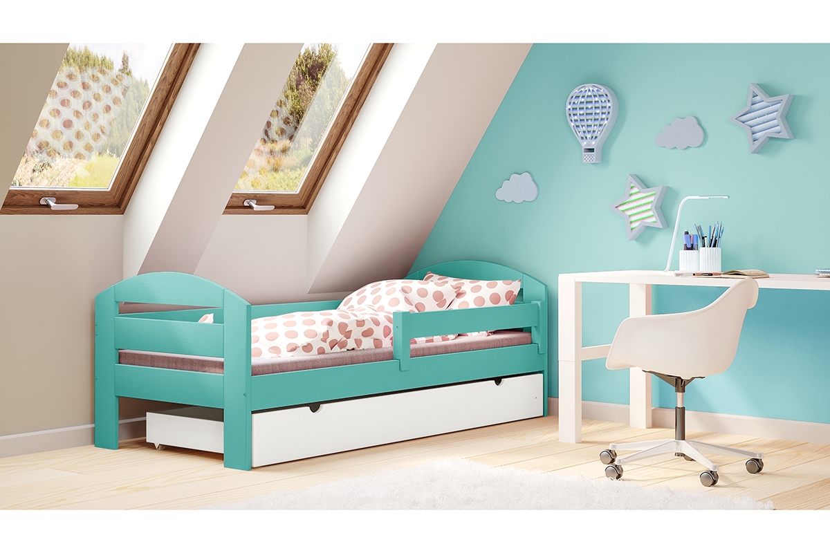 Łóżko dziecięce drewniane Wiola miętowe łóżko dziecięce