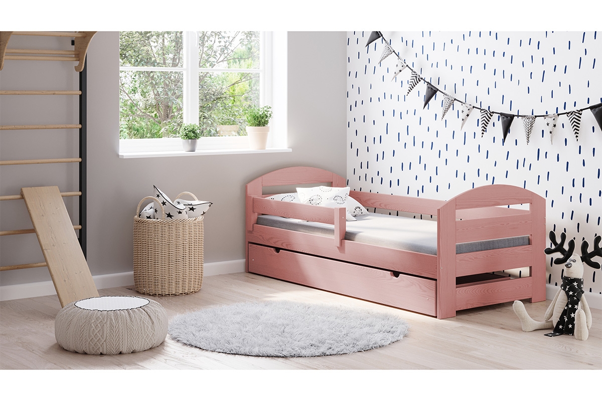 Łóżko dziecięce drewniane Wiola II różowe łóżko drewniane