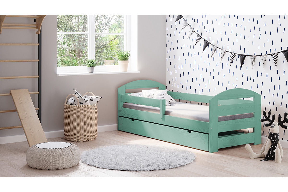 Łóżko dziecięce drewniane Wiola II miętowe łóżko dziecięce
