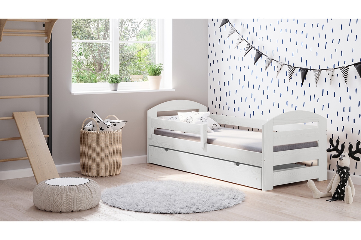 Łóżko dziecięce drewniane Wiola II białe łóżko dziecięce