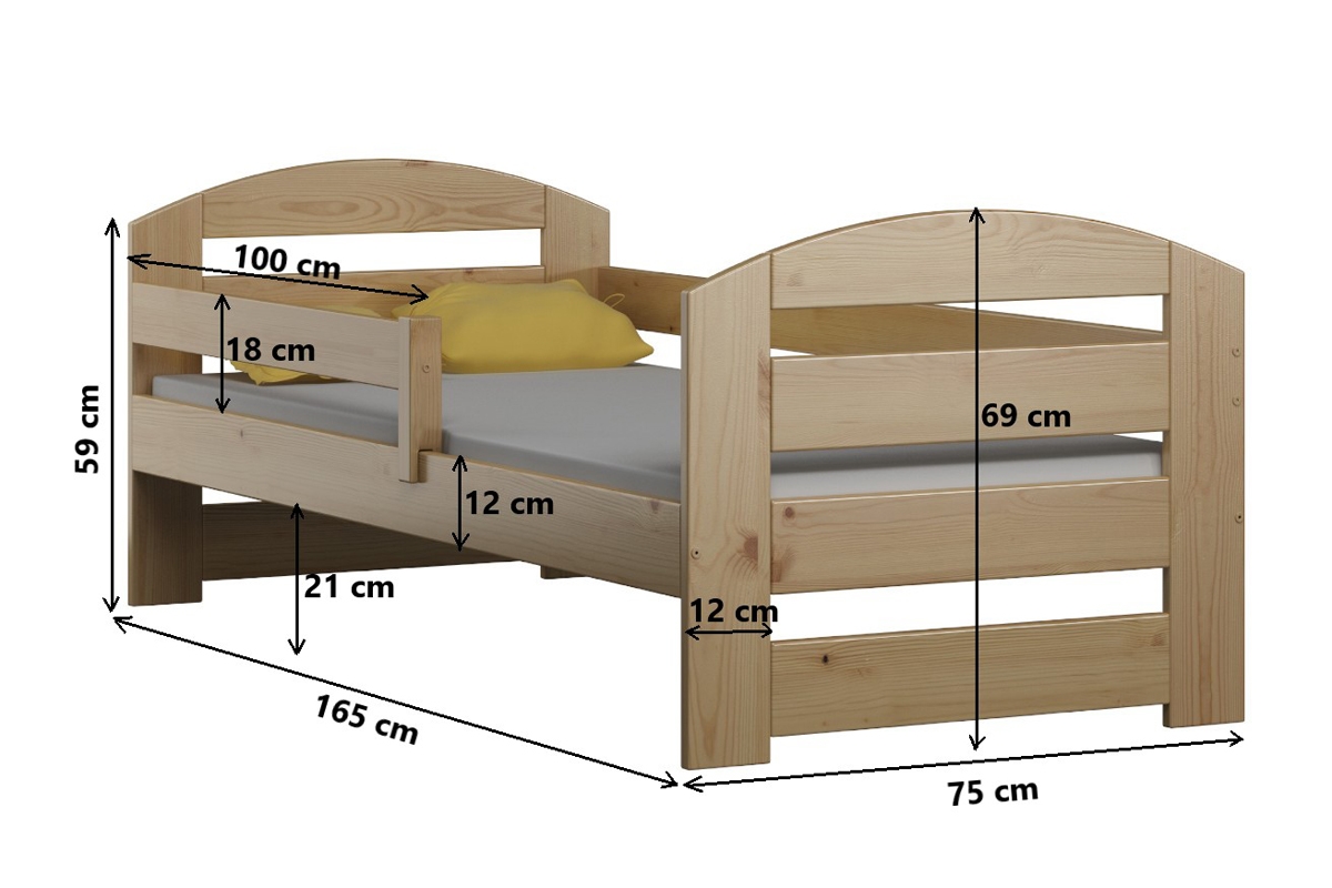 Łóżko dziecięce drewniane Wiola II Łóżko dziecięce drewniane Wiola II - Wymiar 160x70