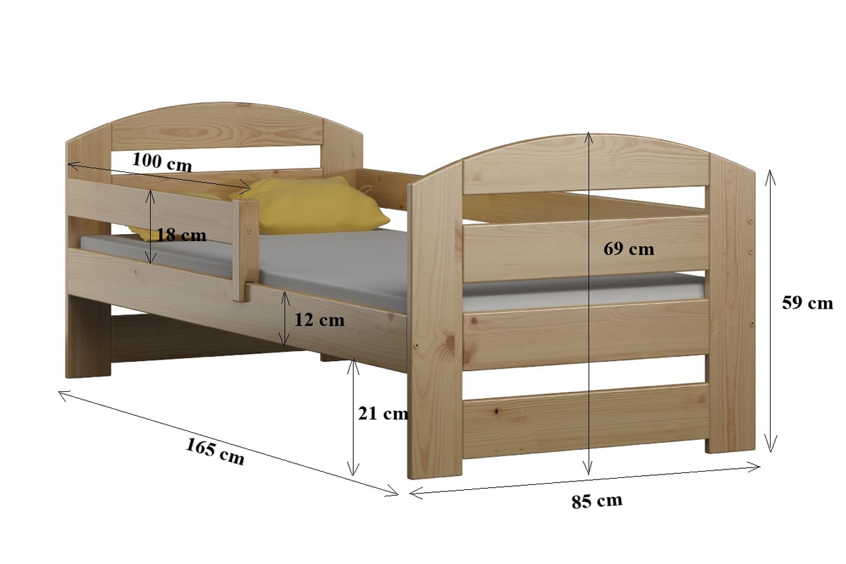 Łóżko dziecięce drewniane Wiola II Łóżko dziecięce drewniane Wiola II - Wymiar 160x80