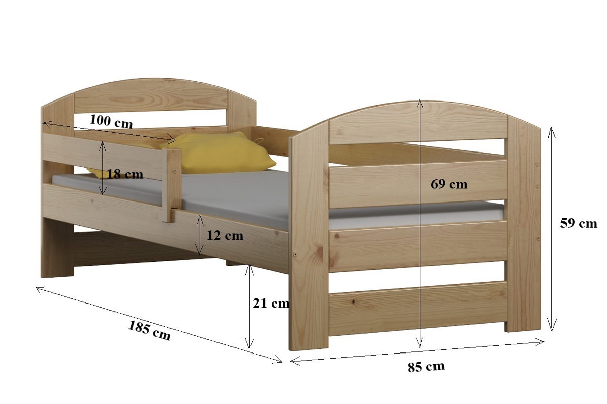 Łóżko dziecięce drewniane Wiola II Łóżko dziecięce drewniane Wiola II - Wymiar 180x80