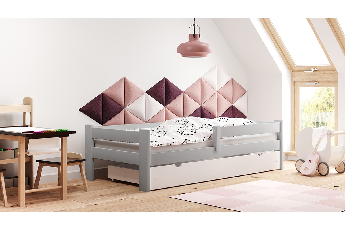 Łóżko dziecięce drewniane Tymek szare łóżko drewniane