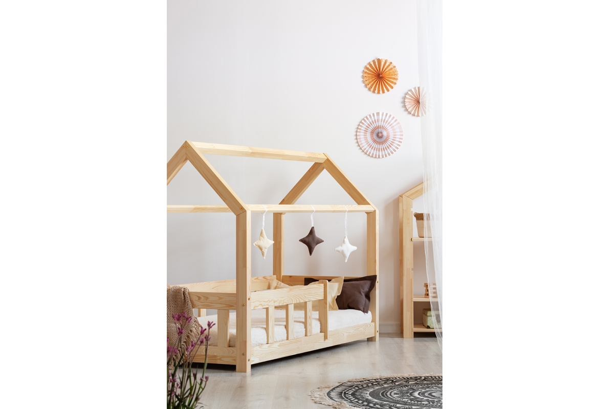 Łóżko dziecięce domek z barierką pionową Asia  łóżeczko domek 