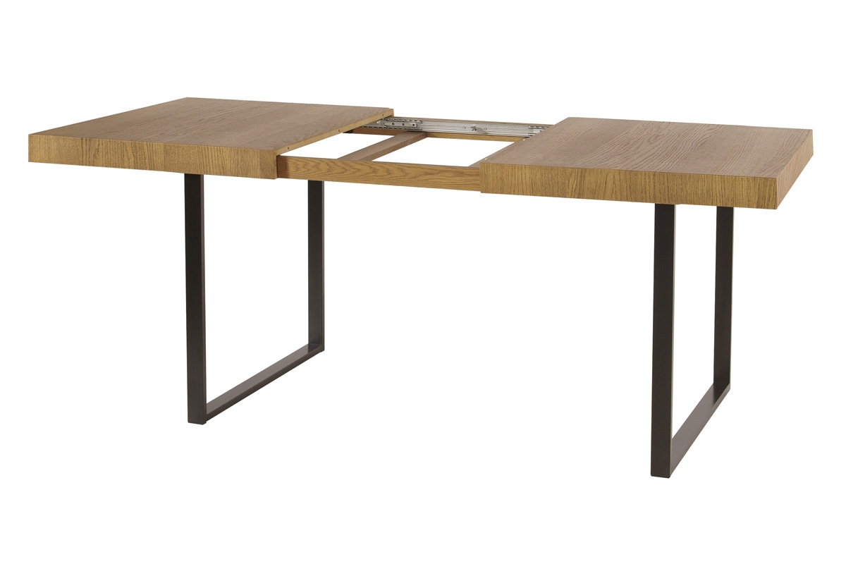 Stół rozkładany Pratto 40 z metalowymi nogami 140-200x90 cm - dąb rustical / czarne nogi stół do jadalni