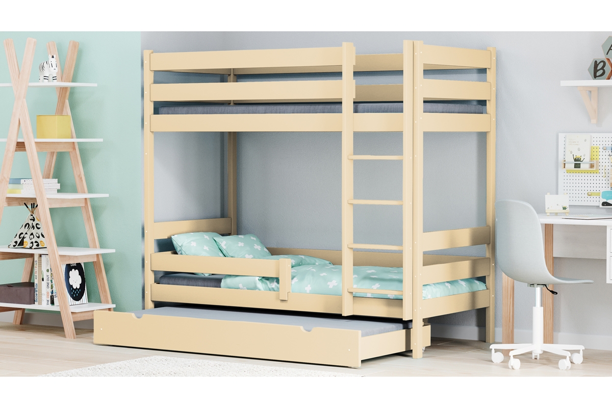 Łóżko dziecięce piętrowe trzyosobowe Ala III  łóżko z barierką