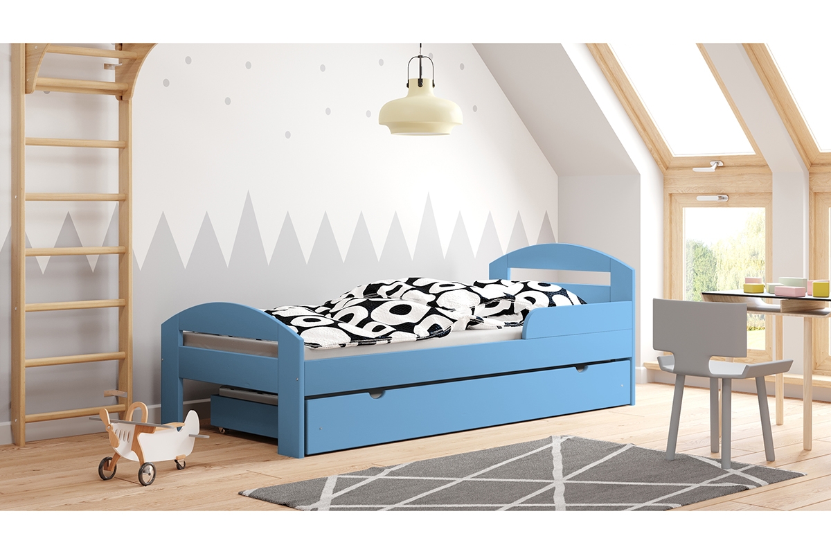 Łóżko dziecięce Wiki parterowe wysuwane niebieski łóżko z drewna bezsęcznego