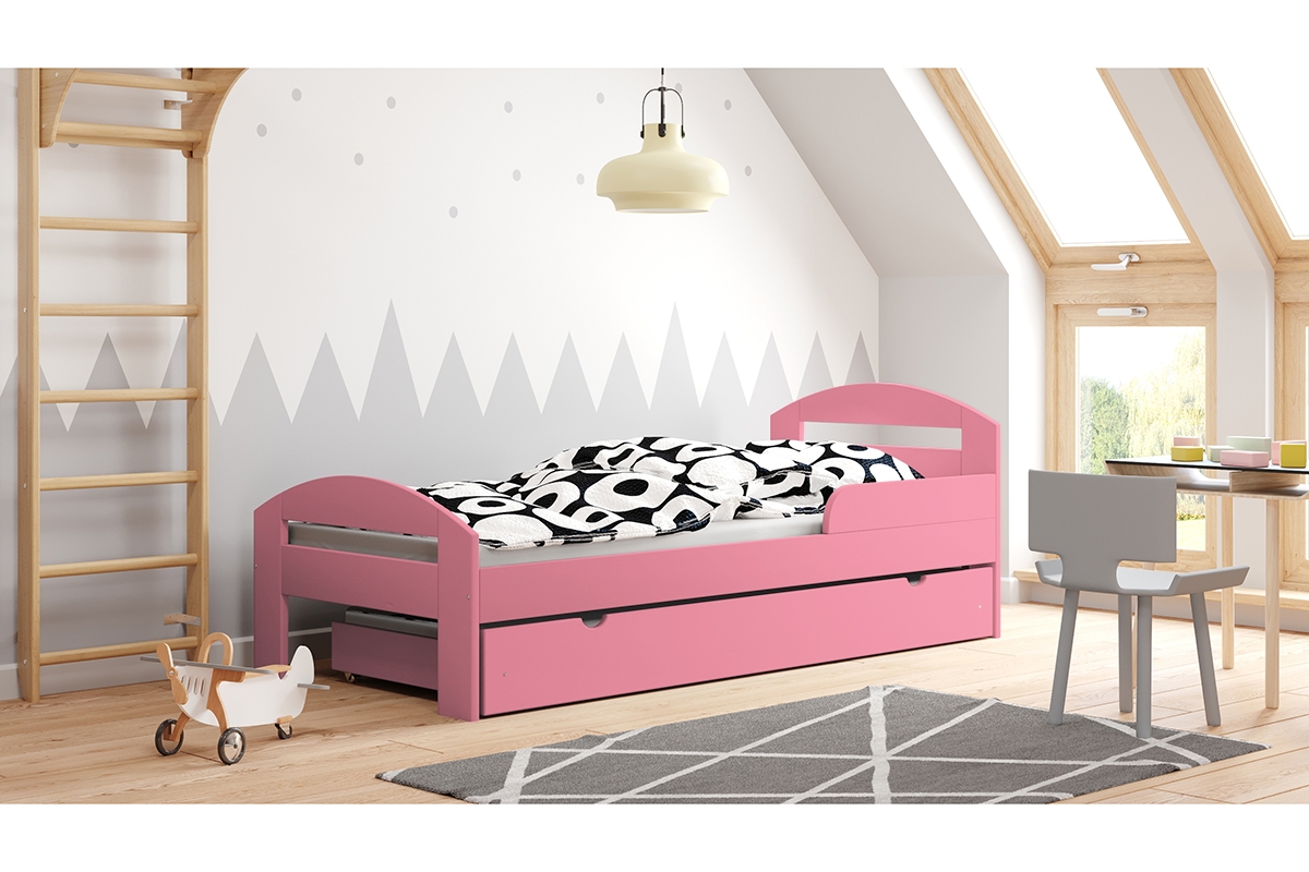 Łóżko dziecięce Wiki parterowe wysuwane rózowe łóżko dla dziewczynki