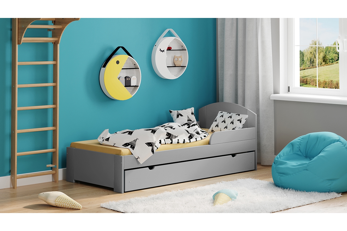 Łóżko dziecięce Fibi II parterowe wysuwane dzieicieće łóżko drewniane