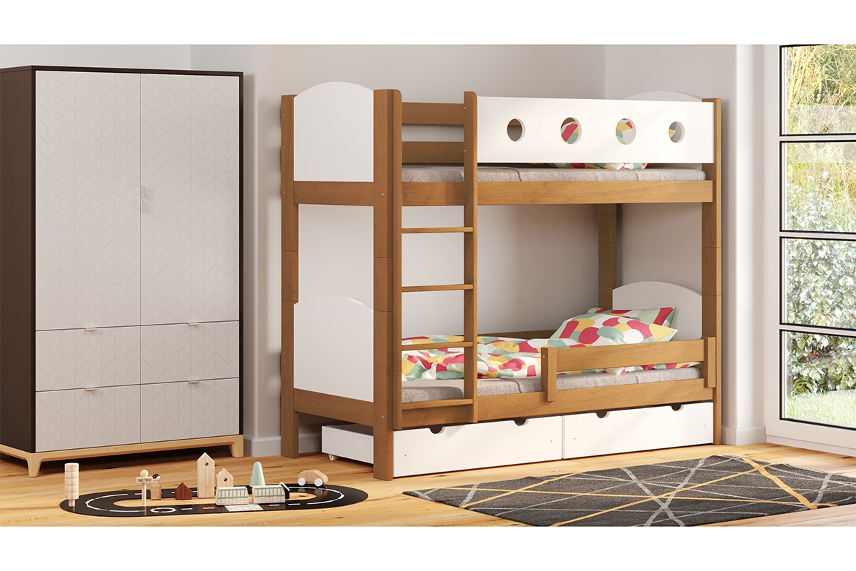 Łóżko piętrowe drewniane Feliks II łóżko piętrowe w kolorze olchy 