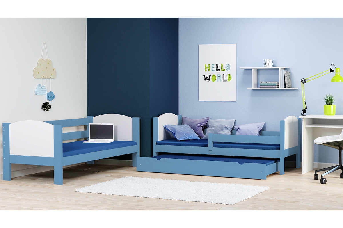 Łóżko piętrowe drewniane Feliks II 3 os. łóżka drewniane niebieski