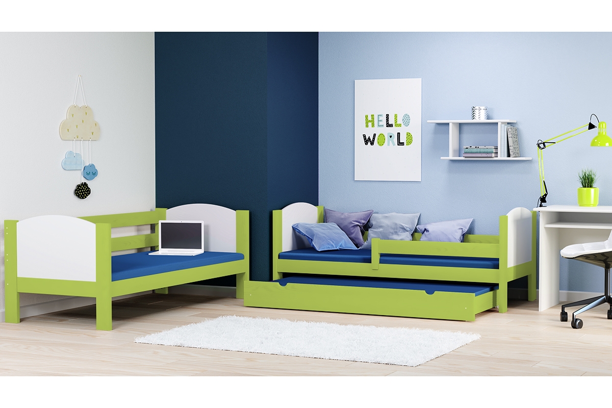 Łóżko piętrowe drewniane Feliks II 3 os. łóżko w kolorze zielonym
