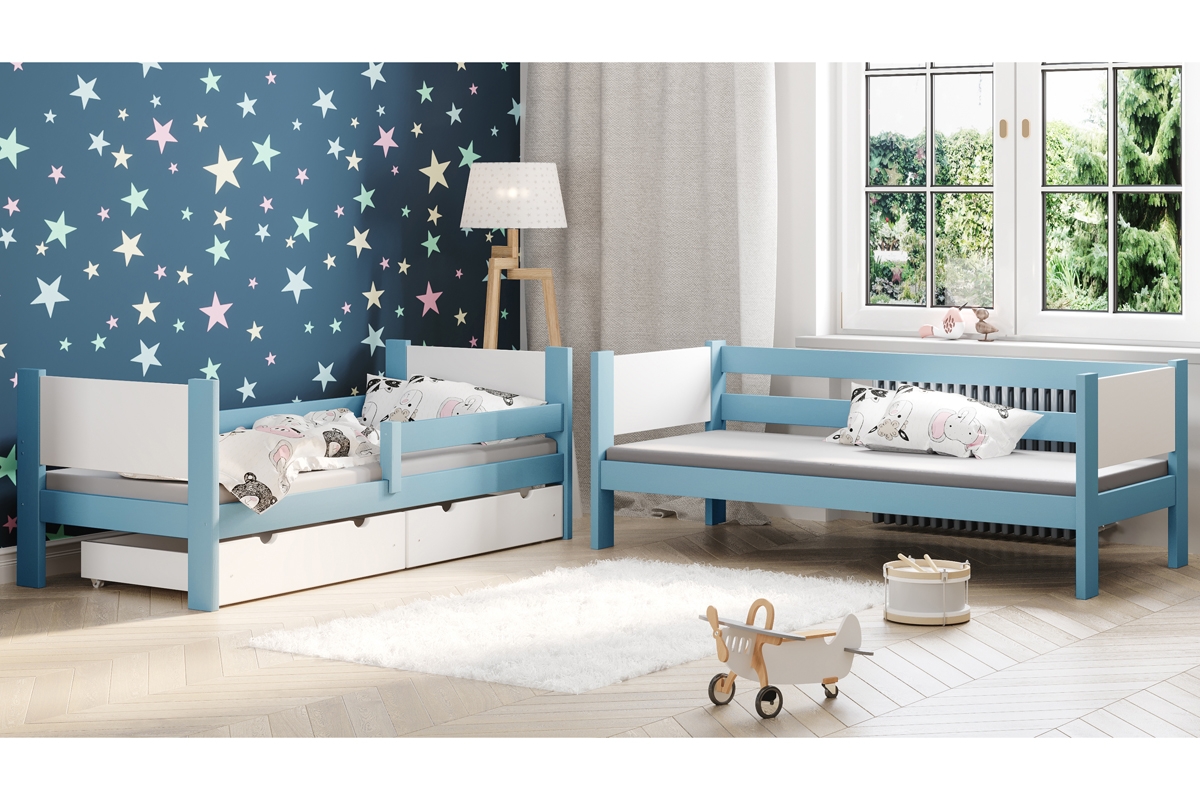 Łóżko piętrowe drewniane Feliks Łóżko piętrowe drewniane Feliks - rozłożony, kolor niebieski