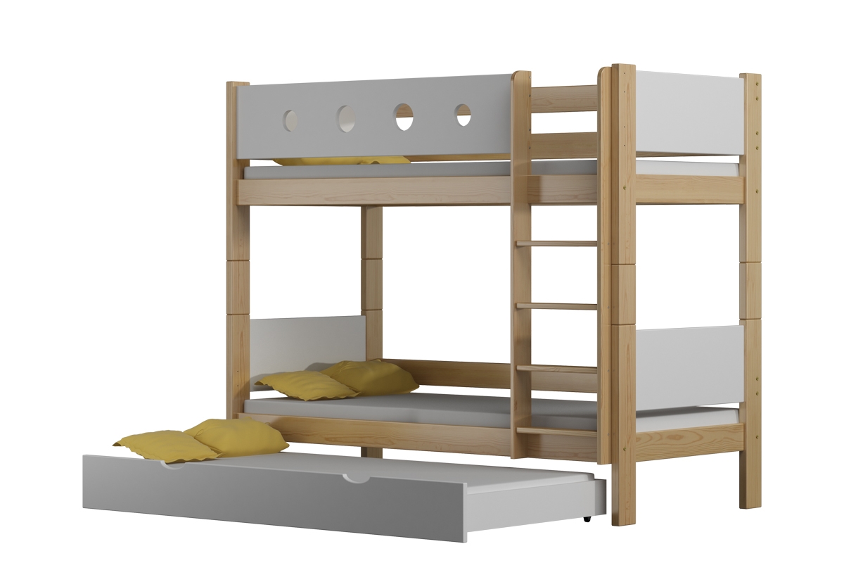 Łóżko piętrowe drewniane Feliks 3 os. łózko wysuwane
