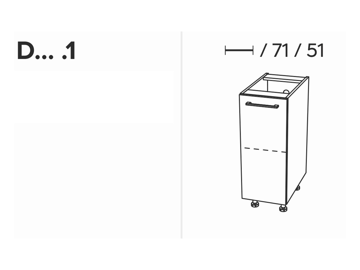 KAMMONO D30.1 - szafka dolna jednodrzwiowa - P2 i K2 BLACK szafka jednodrzwiowa kam 