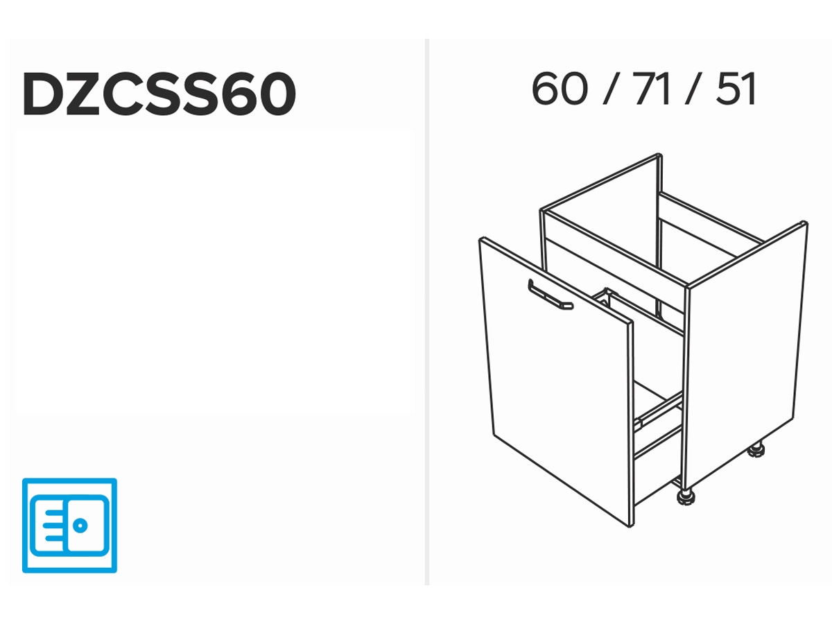 KAMMONO DZCSS60 - szafka pod zlew z szufladą Starmotion - P2 i K2 BLACK szafka z wysuwaną szufladą 