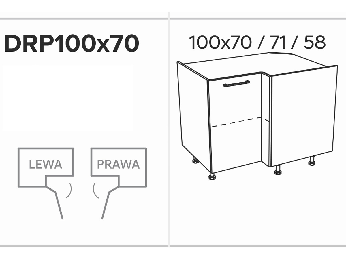 KAMMONO DRP100x70 - szafka dolna narożna - P2 i K2 BLACK szafka narożna 