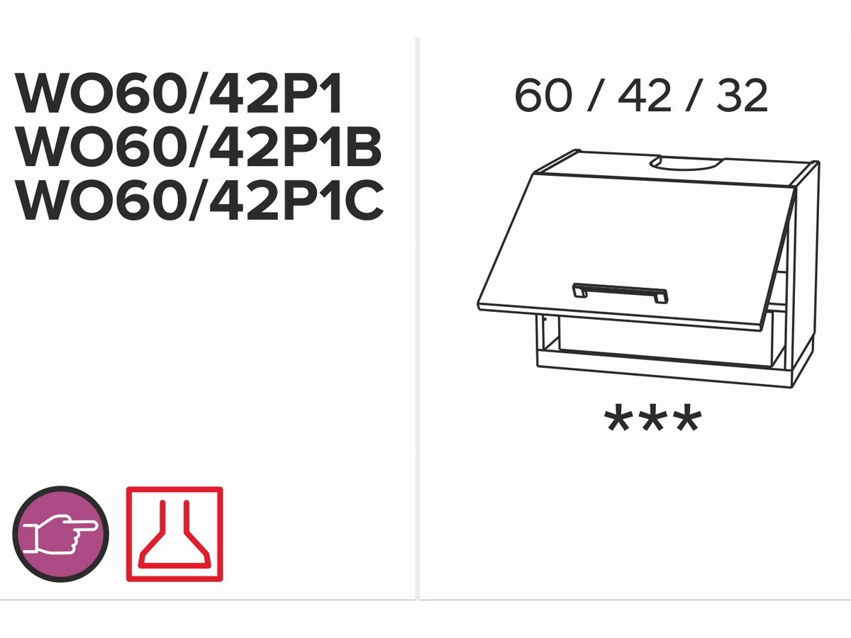 KAMMONO WO60/42P1 - szafka wisząca z okapem - P2 i K2 BLACK  szafka kammono 