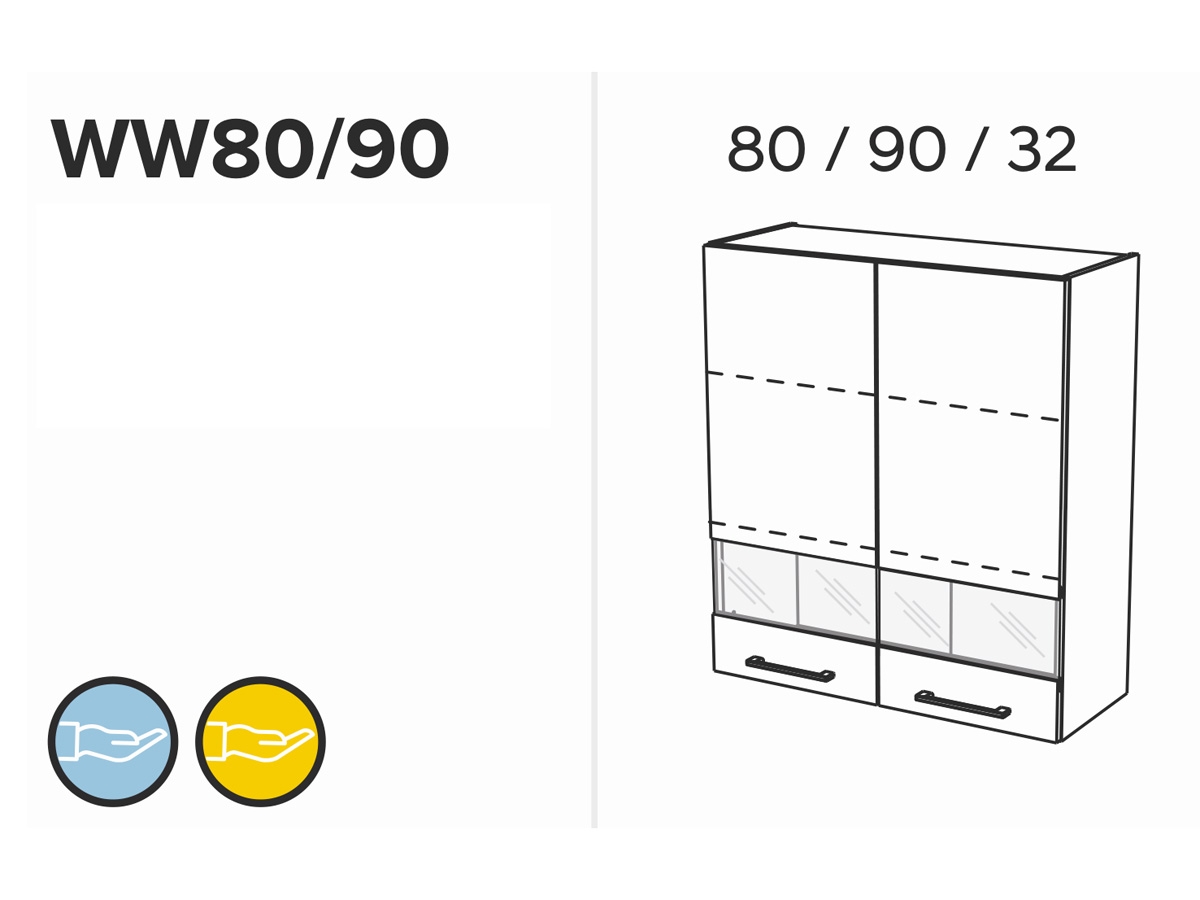 KAMMONO WW80/90 - witryna wisząca - P2 i K2 BLACK  szafka kuchenna kam 