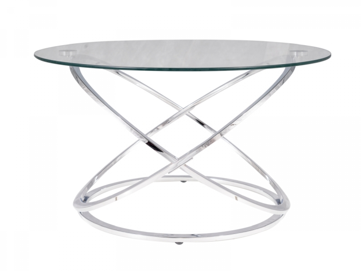 Okrągły stolik kawowy EOS B ze szklanym blatem 80 cm - chrom Okrągły stolik kawowy EOS B ze szklanym blatem 80 cm - chrom