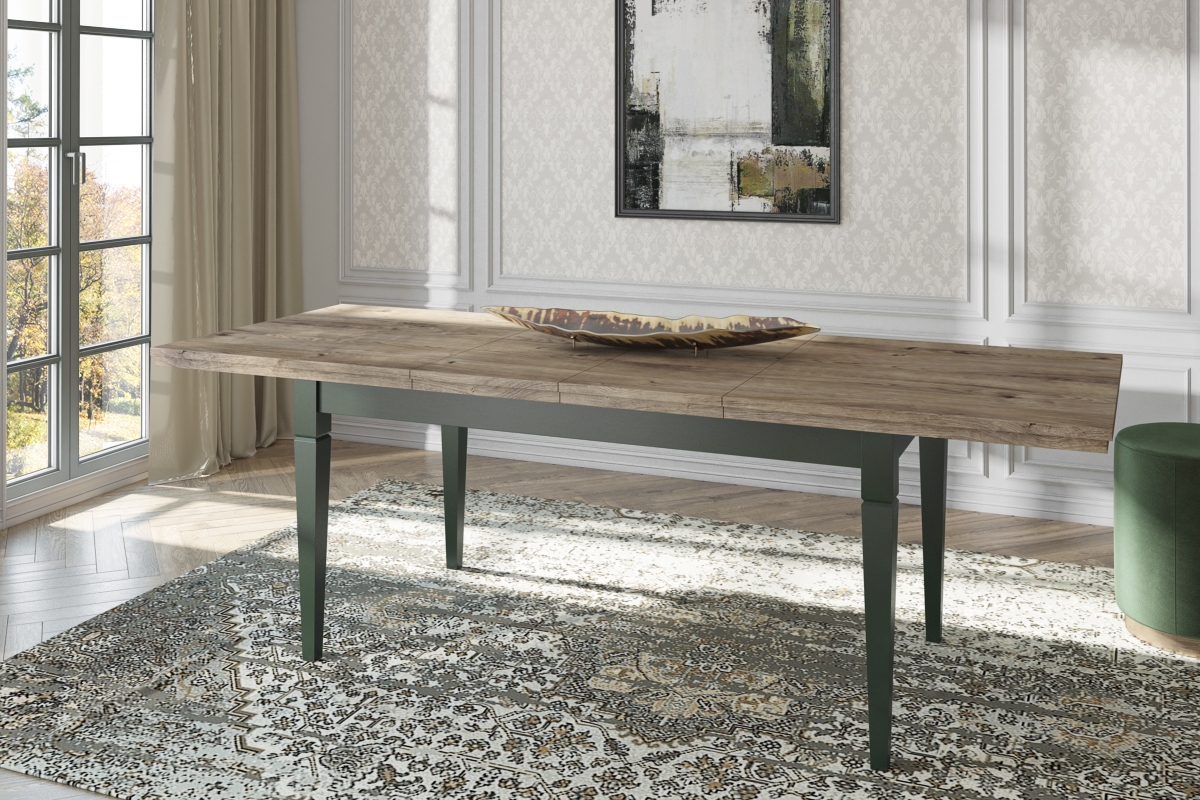 Stół do jadalni Evora 92 rozkładany 160-240x90 cm - zielony / dąb lefkas stół klasyczny 