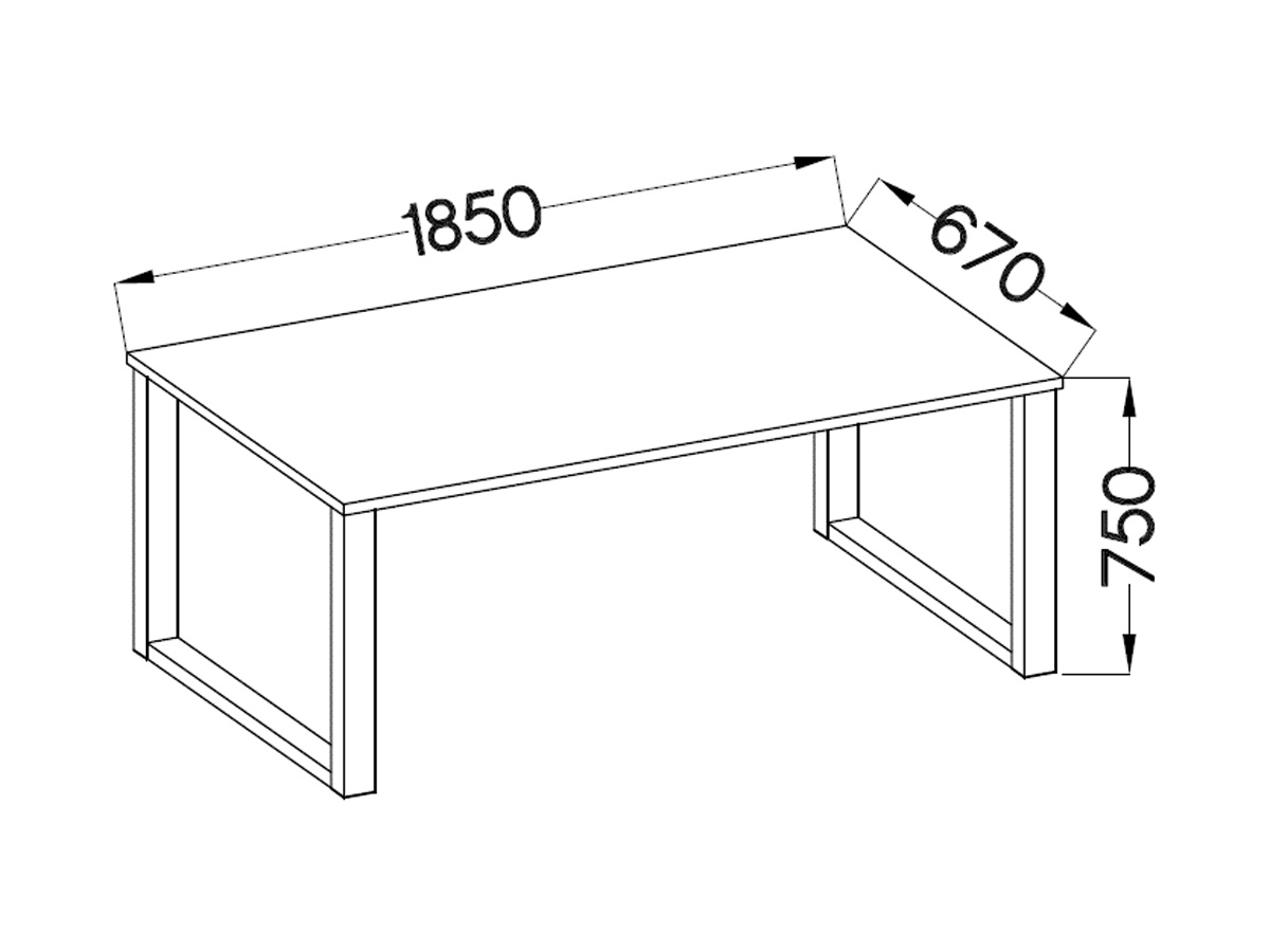 Stół Loftowy Industrialny 185x67 - Dąb Lancelot Wymiary stołu