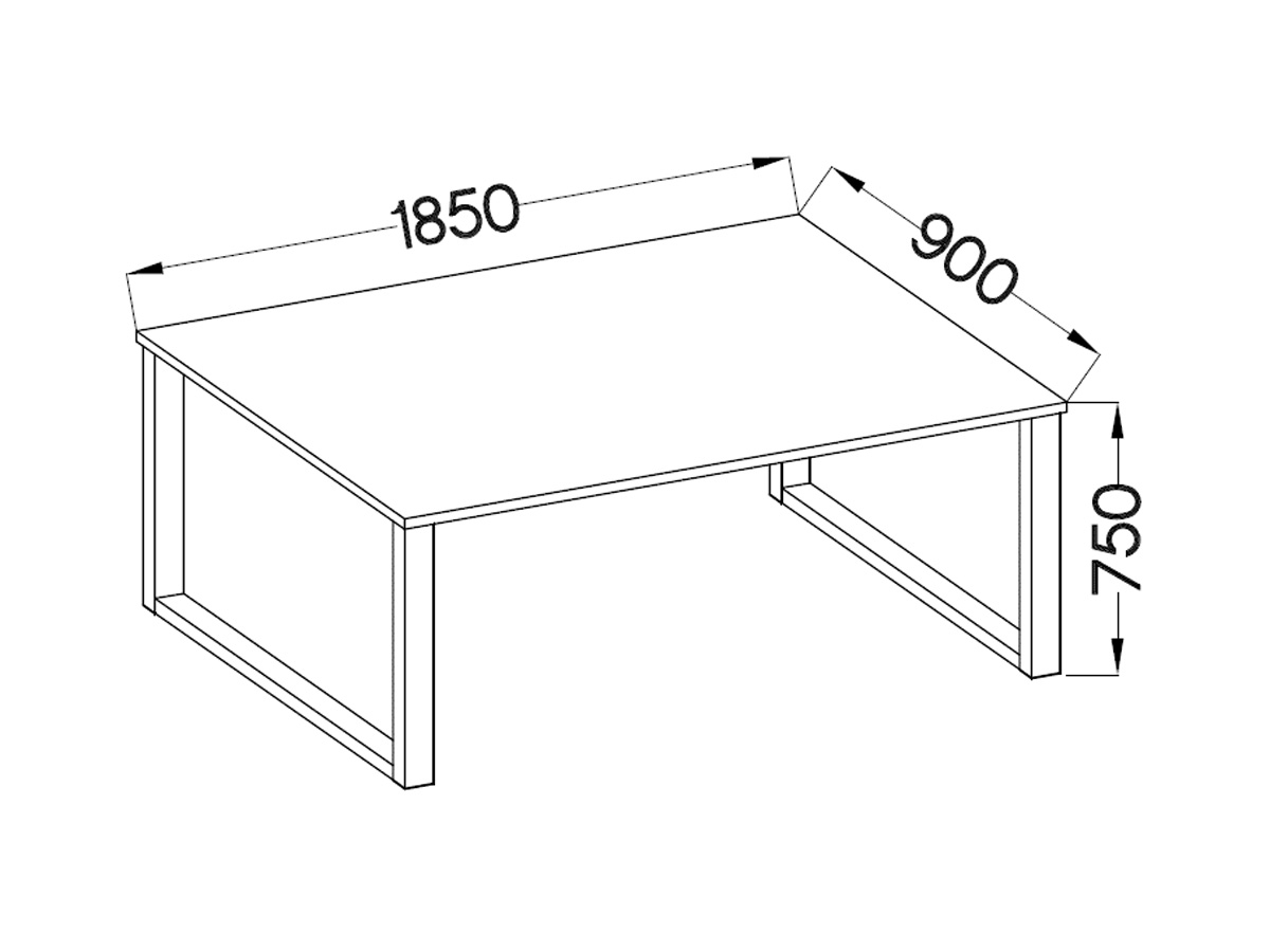 Stół Loftowy Industrialny 185x90 - Dąb Lancelot Wymiary stołu