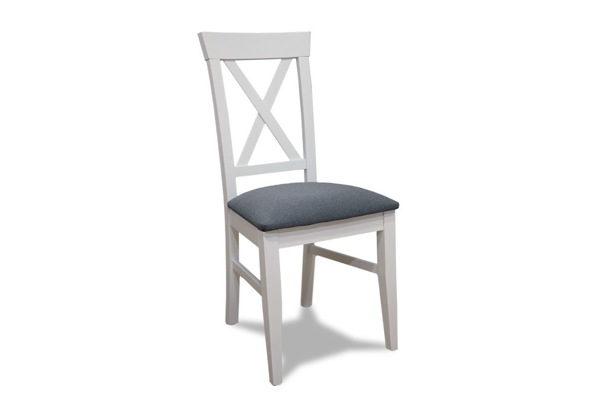 Krzesło drewniane z tapicerowanym siedziskiem i oparciem krzyżyk Retro krzesło z tapicerowanym siedziskiem