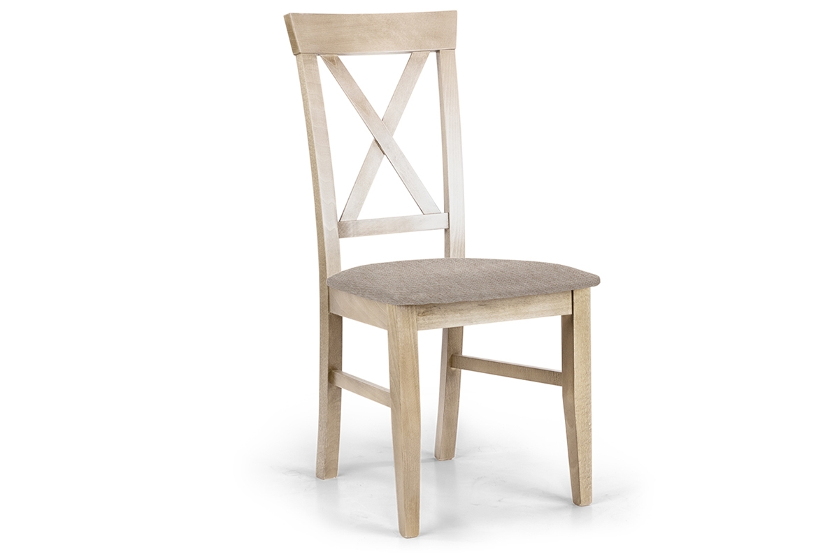 Krzesło drewniane z tapicerowanym siedziskiem i oparciem krzyżyk Retro krzesło do jadalni