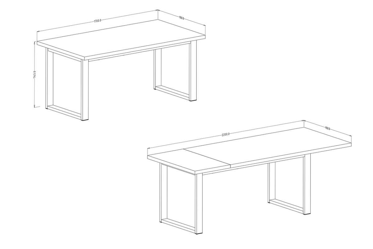 Rozkładany stół do jadalni Halle 92 na metalowych nogach 170-200x90 cm - dąb wotan stół industrialny