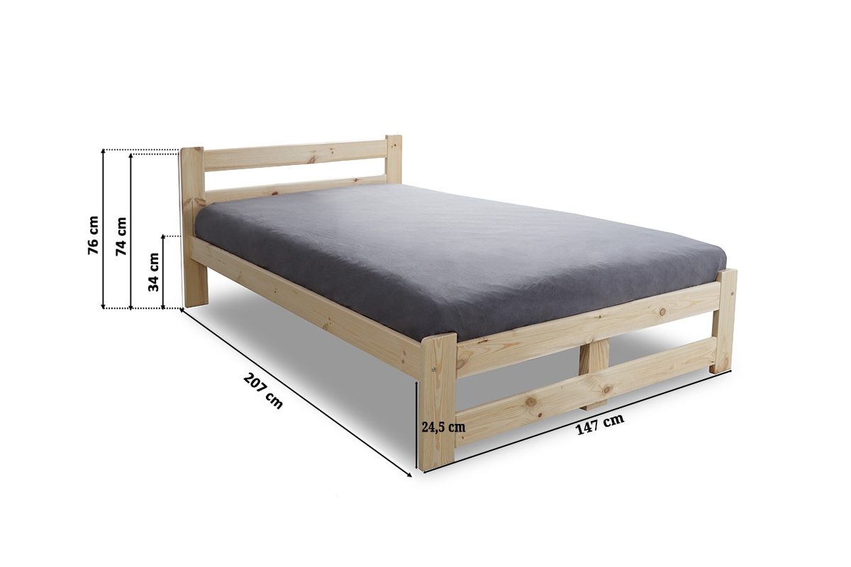 Łóżko sypialniane drewniane 140x200 Garifik E3  Łóżko sypialniane drewniane 140x200 Garifik E3 - wymiary
