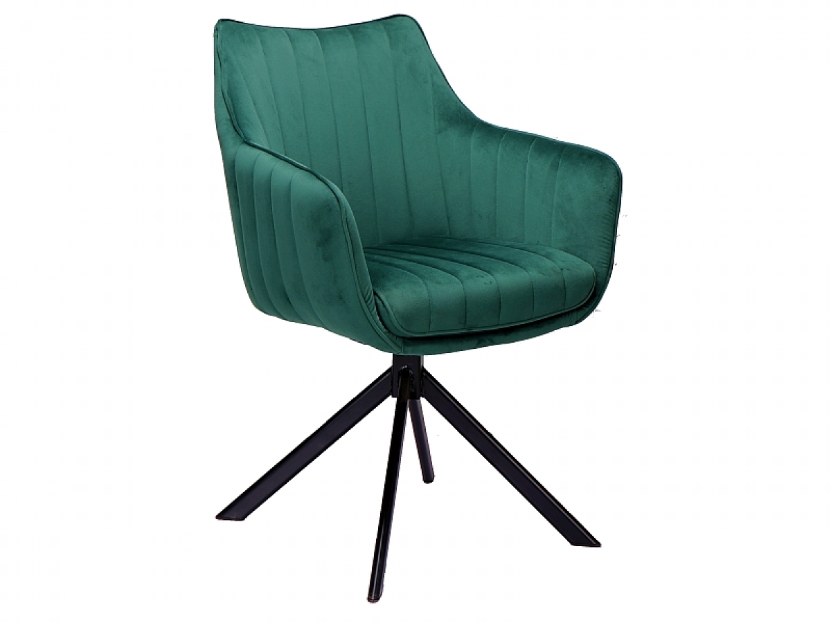 Krzesło tapicerowane Azalia z podłokietnikami - zielony Bluvel 78 / czarne nogi zielone tapicerowane krzesło