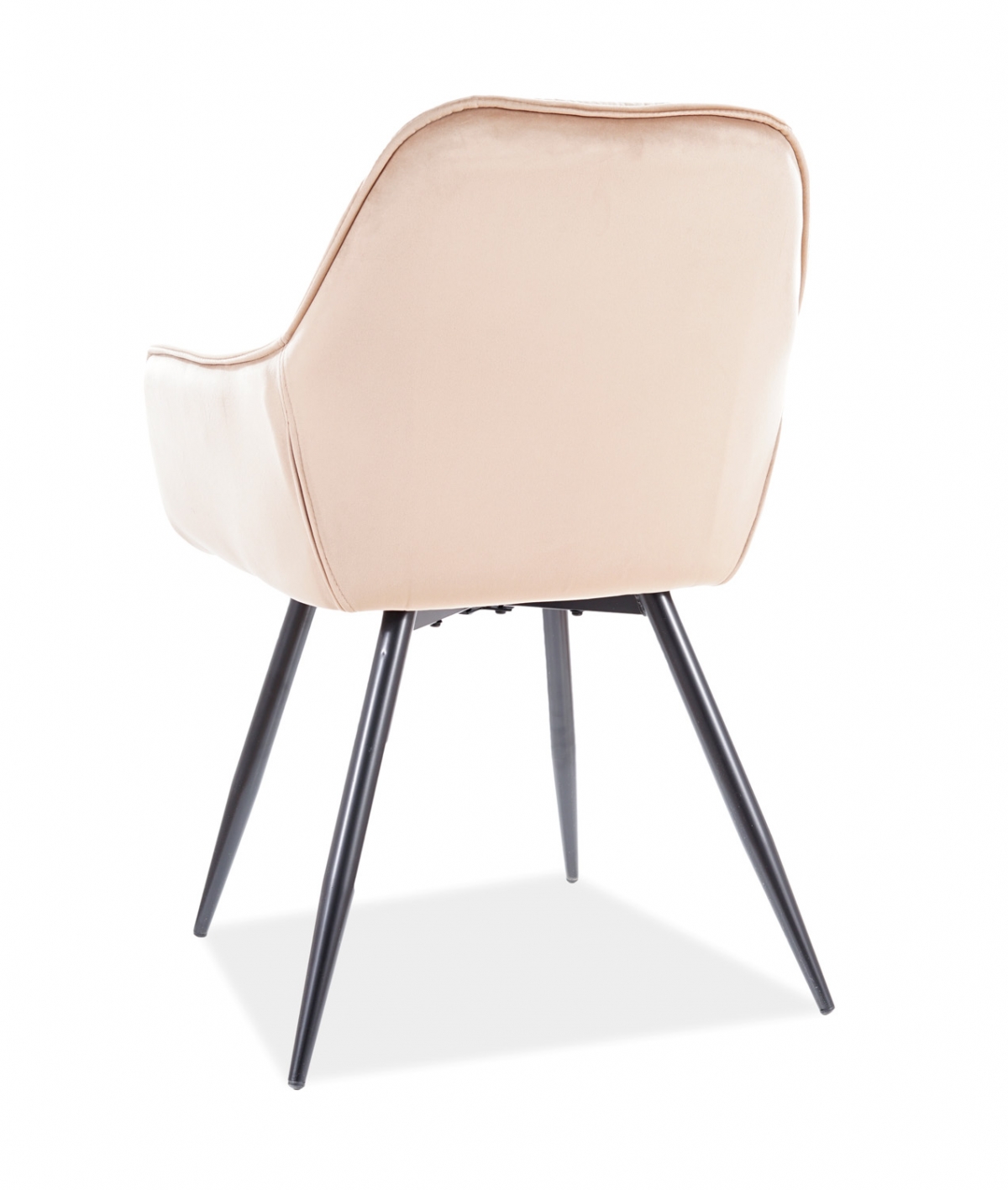 Krzesło tapicerowane Cherry Velvet na metalowych nogach - beż / Bluvel 28 / czarne nogi krzesło tapicerowane