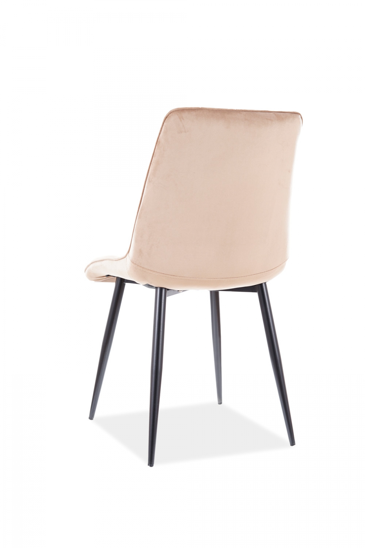 Krzesło tapicerowane Chic Velvet z metalowymi nogami - beż / Bluvel 28 / czarne nogi beżowe tapicerowane krzesło