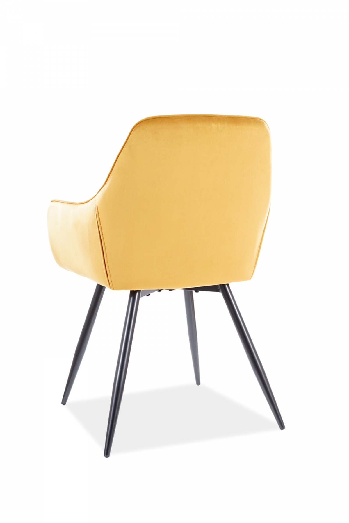 Krzesło tapicerowane Linea Velvet - curry Bluvel 68 / czarne nogi żółte krzesło tapicerowane