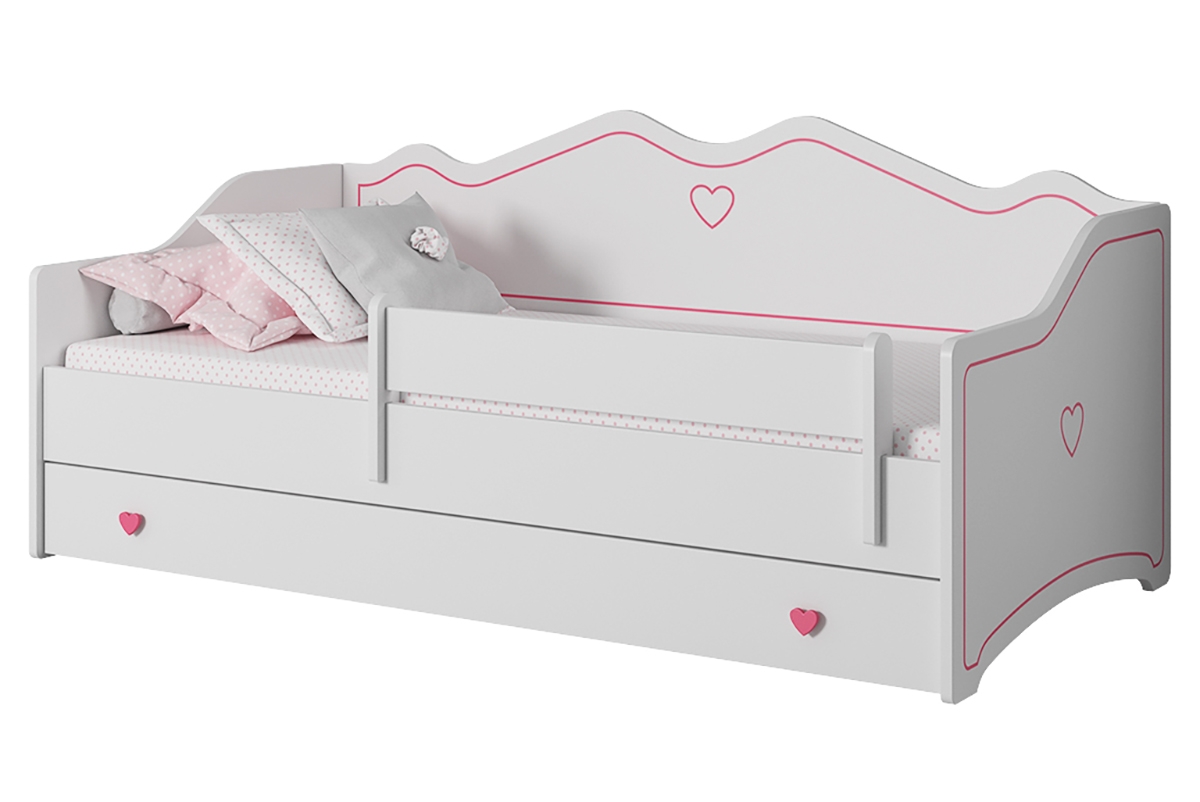 Łóżko dziecięce pojedyncze z materacem i stelażem Lily 80x160 - biały łóżko dziecięce Lily
