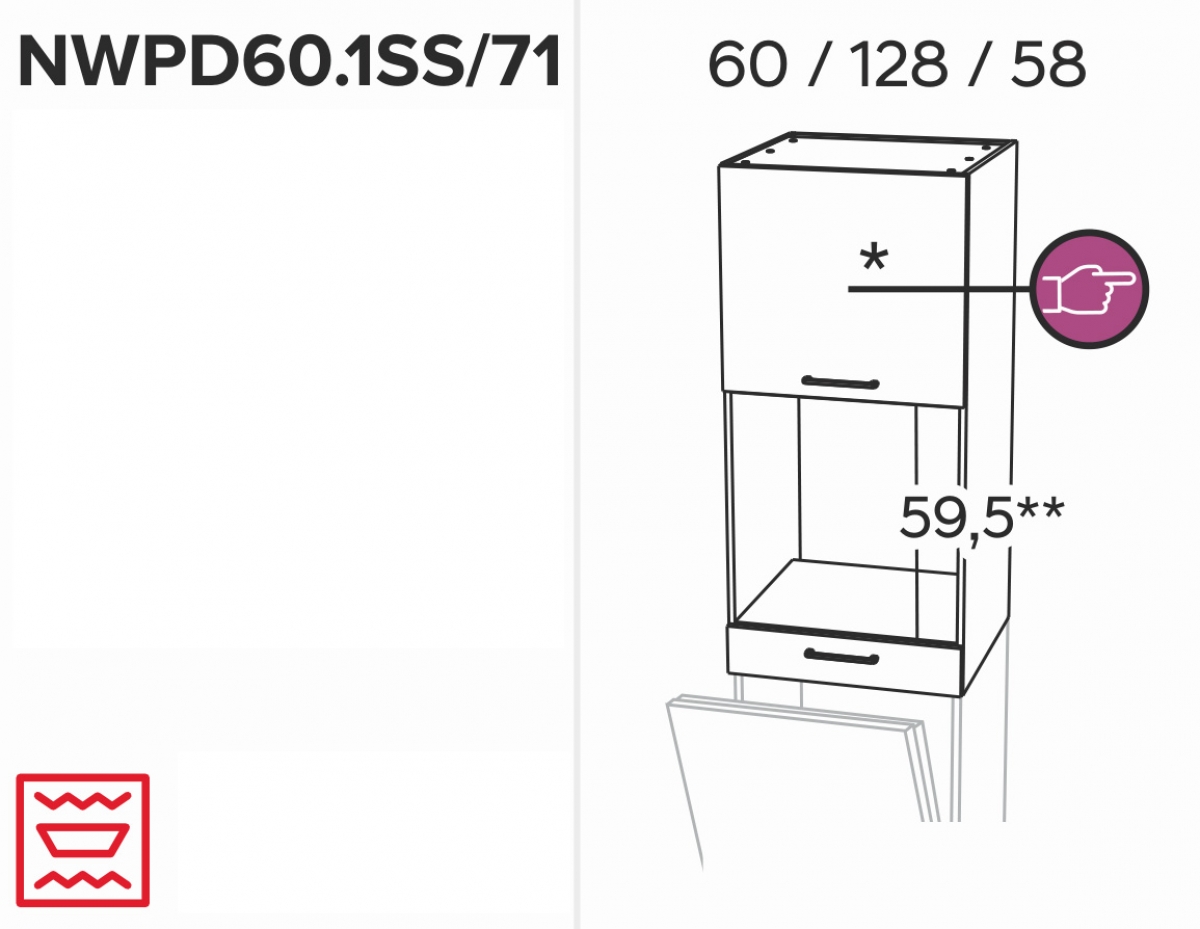 KAMMONO NWPD60.1SS/71 - zabudowa piekarnika nad zmywarkę - P2 i K2 BLACK szafka kam meble 