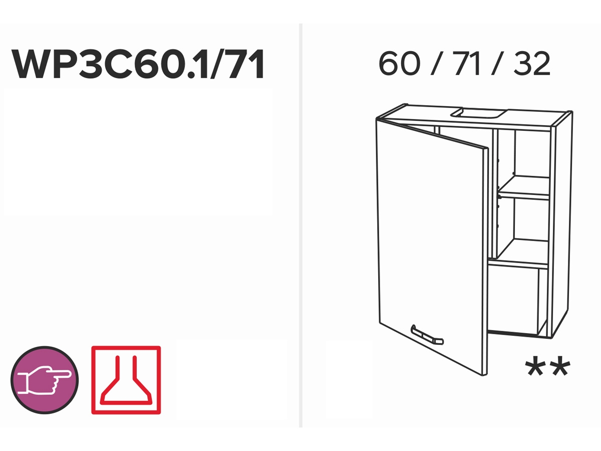 KAMMONO WP3C60.1/71 - szafka wisząca z okapem podszafkowym - P2 i K2 BLACK szafka wisząca 