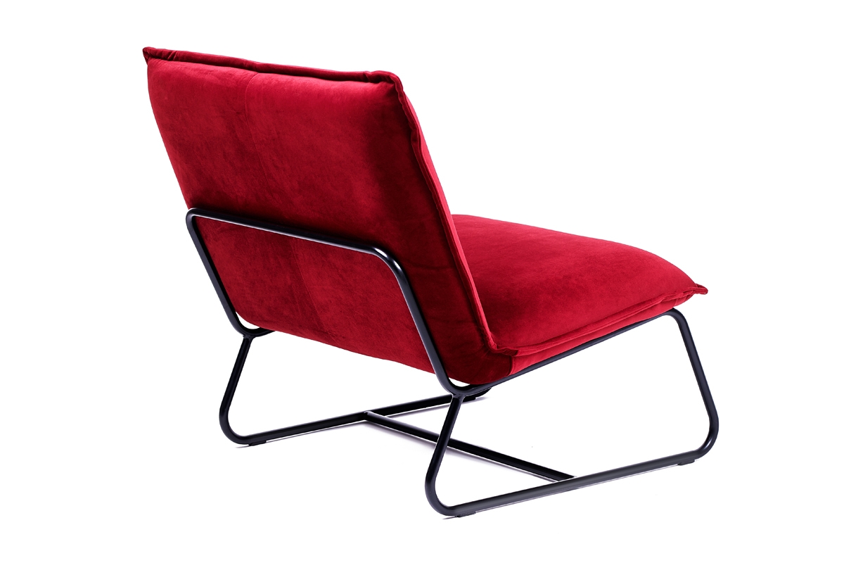 Fotel wypoczynkowy loft Paris - czerwony welur - Wyprzedaż loftowy fotel 