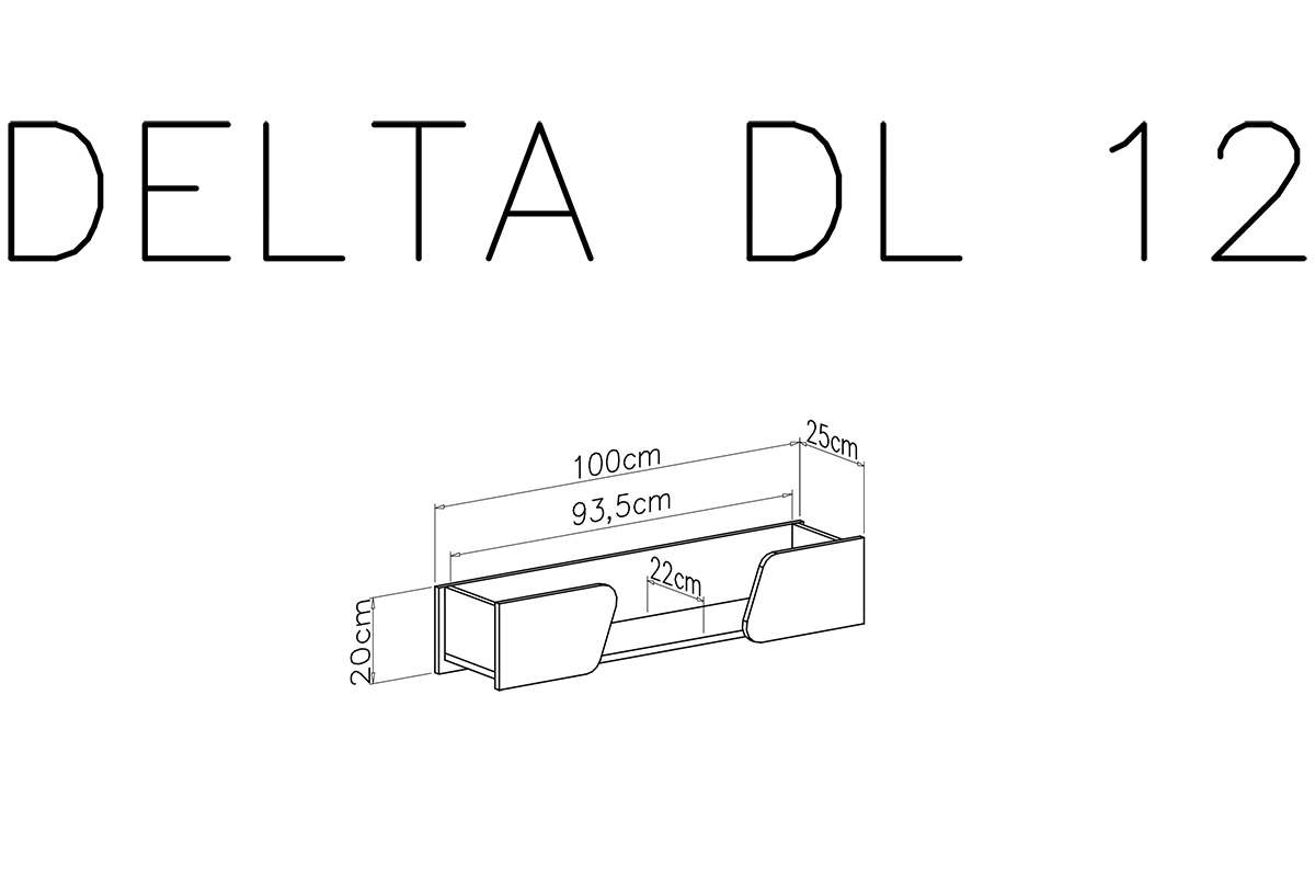 Półka wisząca Delta DL12 - 100 cm - dąb / antracyt Półka wisząca Delta DL12 - 100 cm - dąb / antracyt